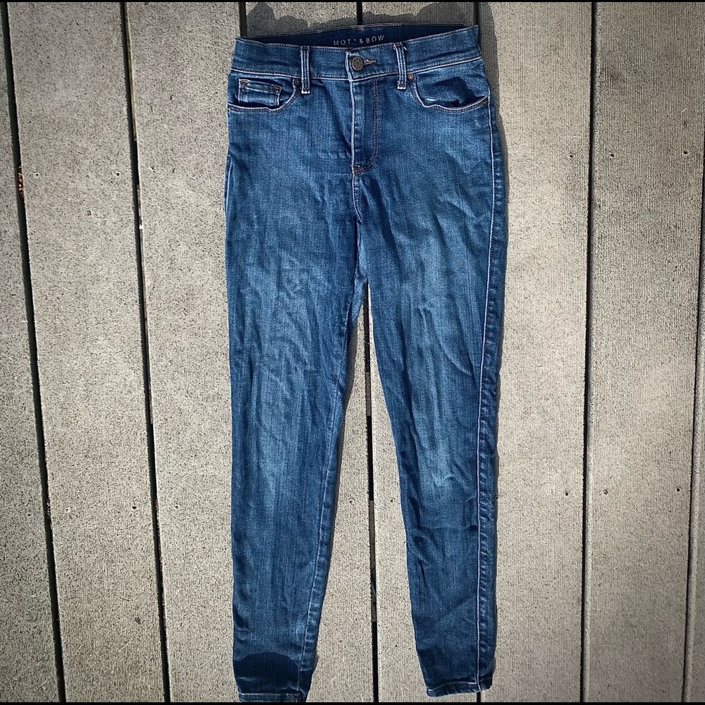 Mot + Bow high-rise skinny jeans